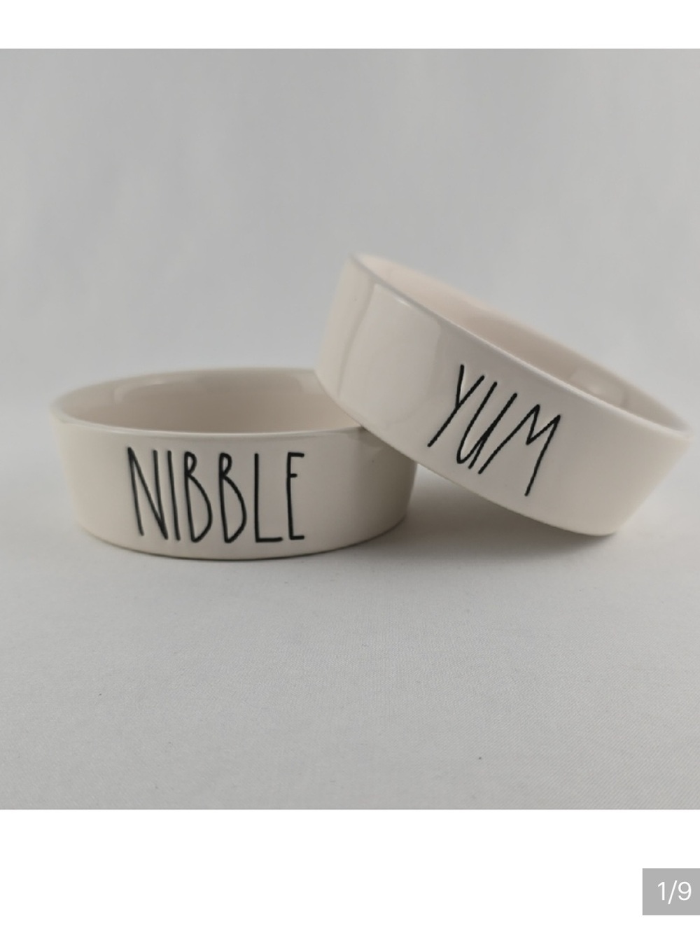 Cream Ceramic Cat Bowl Set — 'Nibble' & 'Yum'